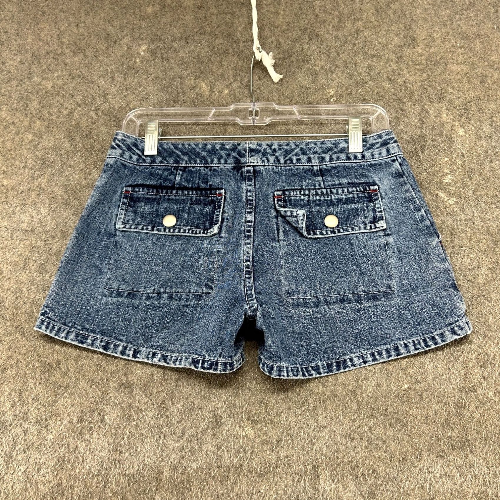 Elleme VINTAGE Ellemenno Shorts Juniors 3 Blue Denim Drawstring Medium Wash Stretch Bermuda Size 26" / US 2 / IT 38 - 5 Thumbnail