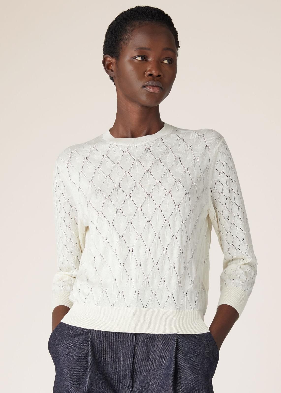 o1srvl11e0125 Piura Crewneck Sweater in White