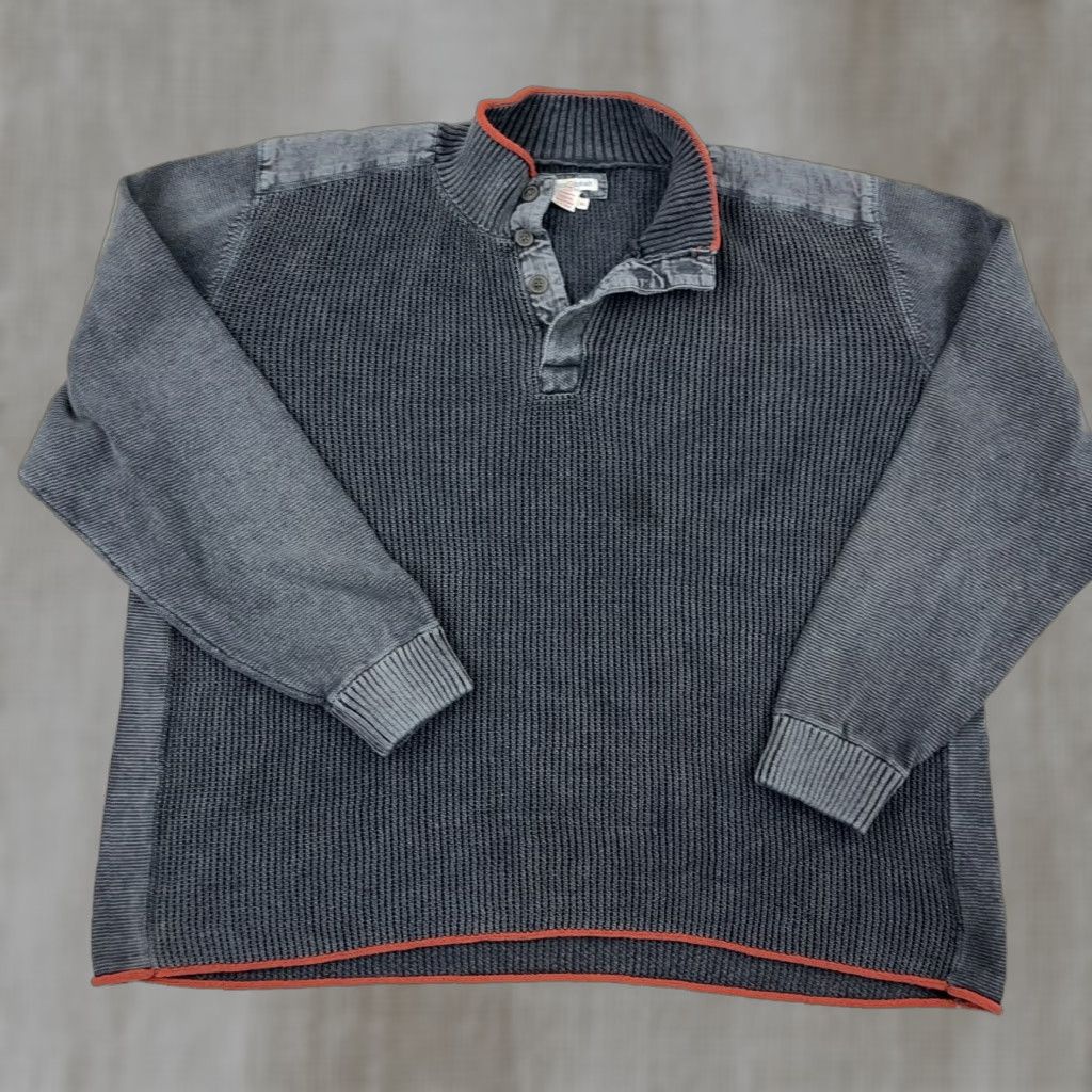 Carbon2Cobalt Corban 2 Cobalt Gray Cotton Chunky Knit Sweater Men XL Pullover Zip Mock Neck 1/2 Zip Solid Size US XL / EU 56 / 4 - 1 Thumbnail