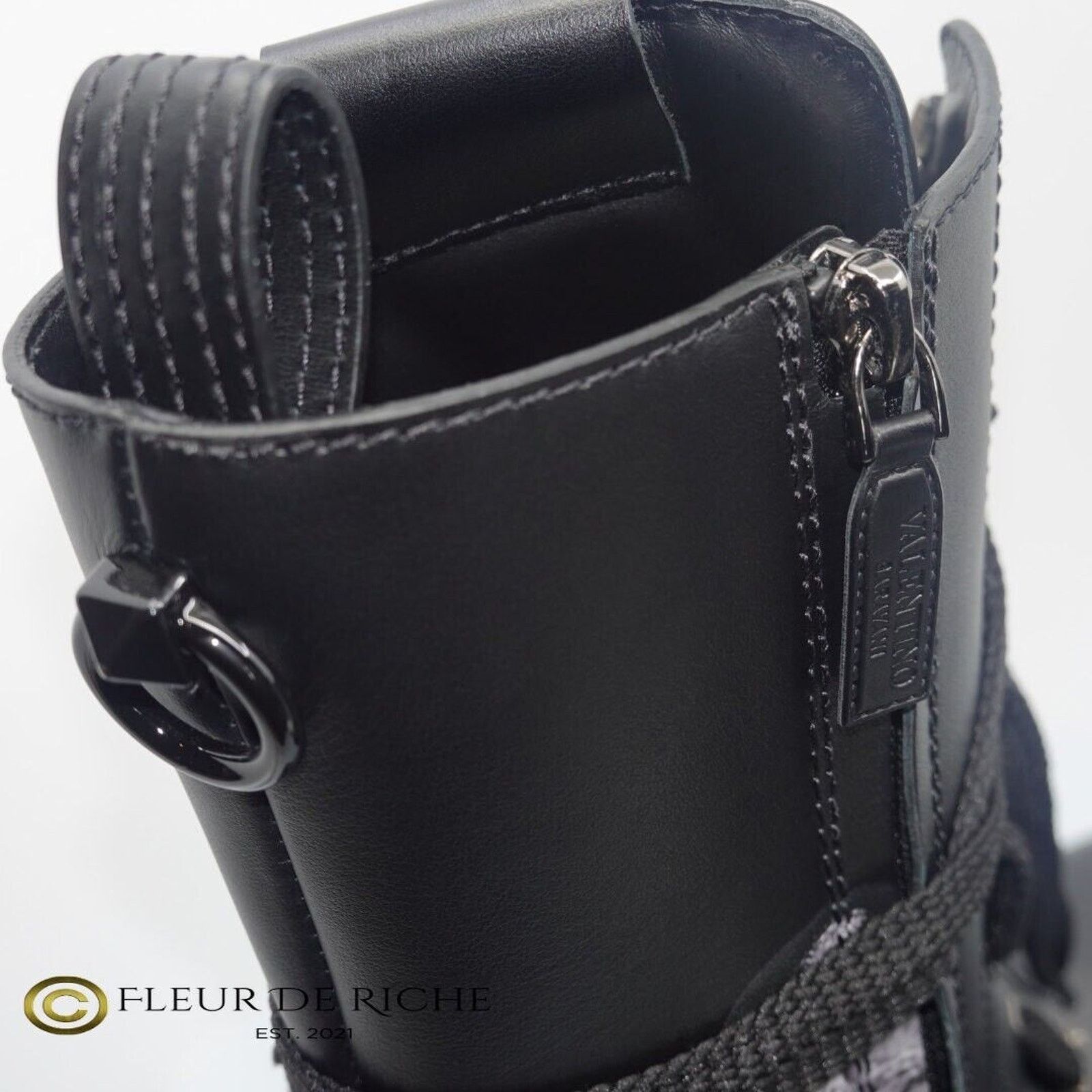 Valentino Valentino x Undercover Black Rose Print Leather Combat Boots Size US 9 / IT 39 - 8 Thumbnail