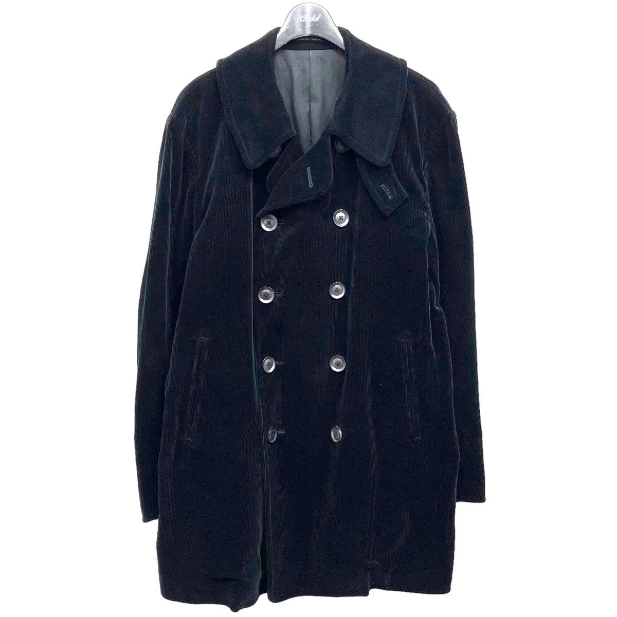 Image of Yohji Yamamoto Pour Homme Corduroy P Coat in Black, Men's (Size 2XL)