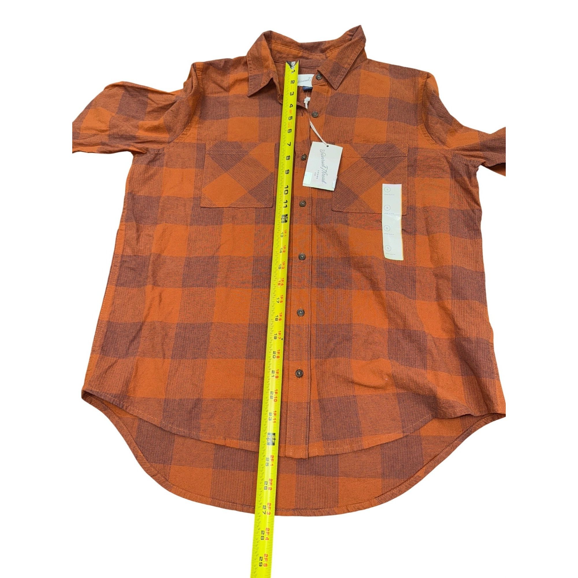 Other Plaid Long-Sleeve Orange Cotton Flannel Shirt from Universal Size S / US 4 / IT 40 - 3 Thumbnail