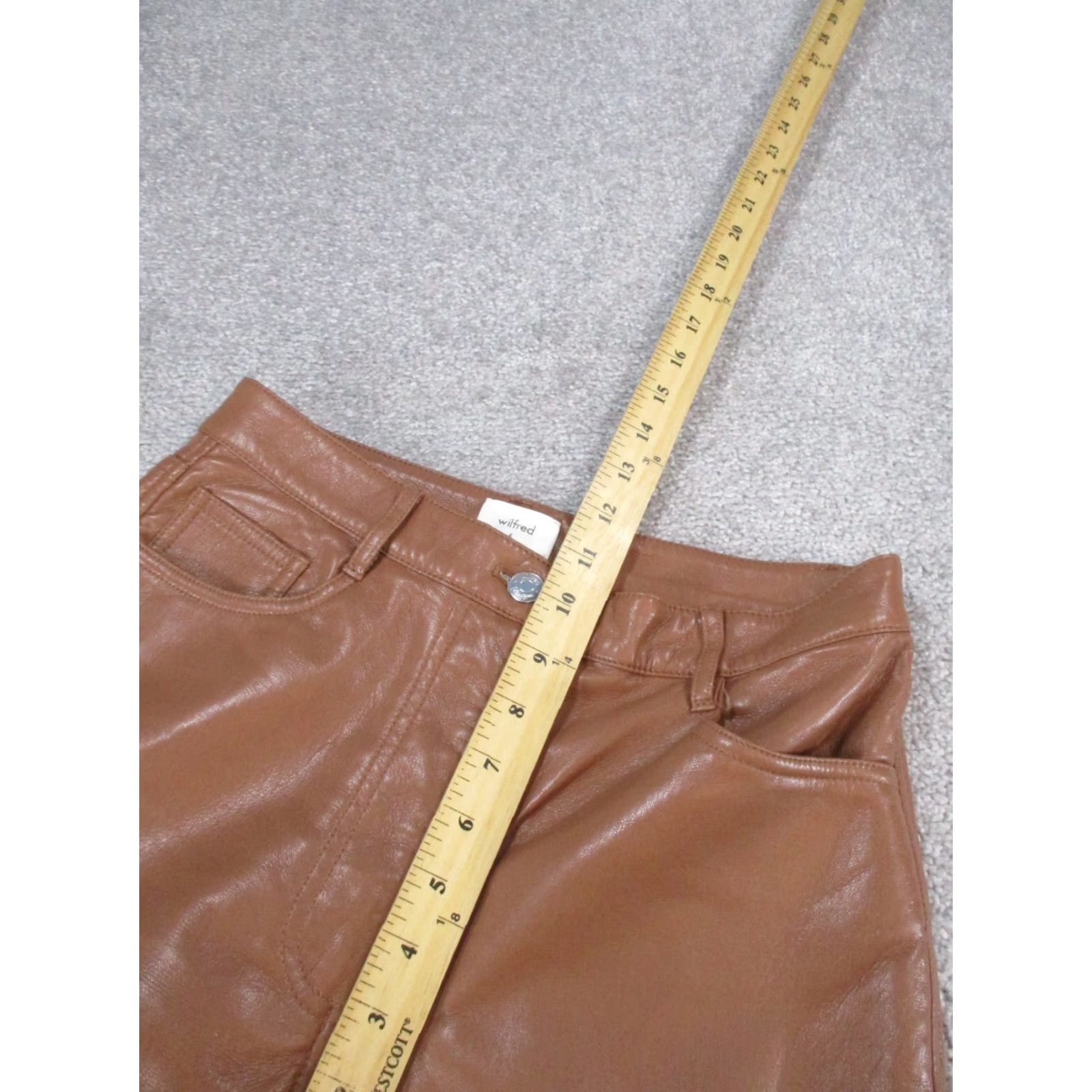 Vintage Wilfred Dress Pants Womens 6 Brown Faux Leather Straight Leg Size 28" / US 6 / IT 42 - 7 Thumbnail