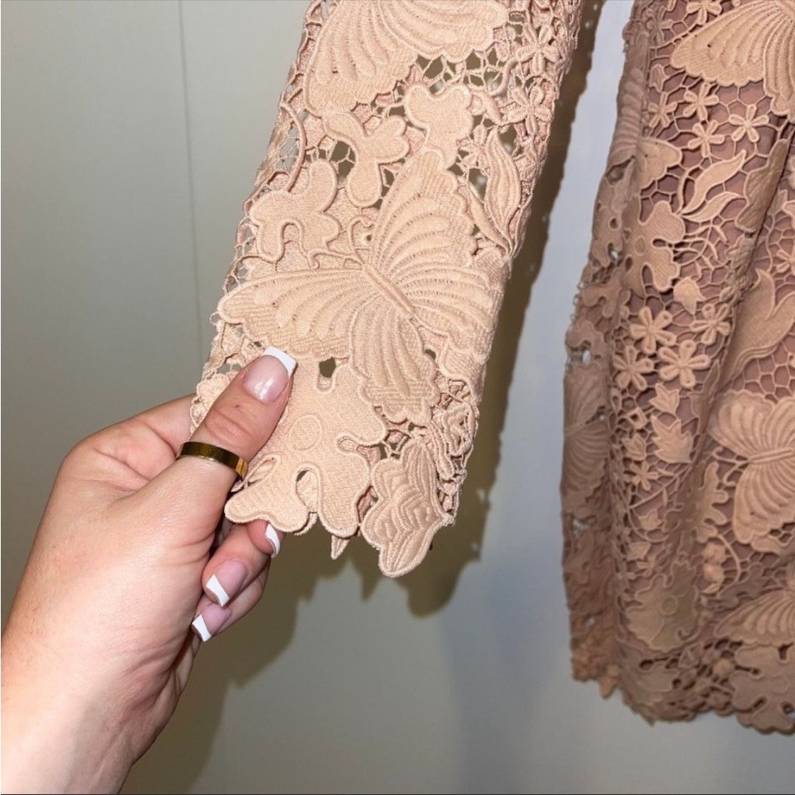 REVOLVE NEW X NBD REVOLVE Pink Blush Lace Sleeve Marco Mini Dress M Size M / US 6-8 / IT 42-44 - 4 Thumbnail