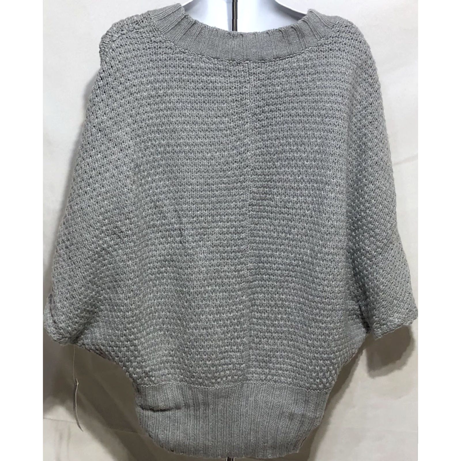 Vintage NWT ANA Crochet Knit Sweater XL Gray Butterfly Sleeves V-Neck CottageCore Size XL / US 12-14 / IT 48-50 - 3 Thumbnail