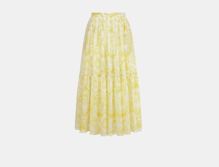 Dior o1w1db10925 441J97 Midi Skirt in White/Lemon Yellow Size 27" / US 4 / IT 40 - 1 Thumbnail