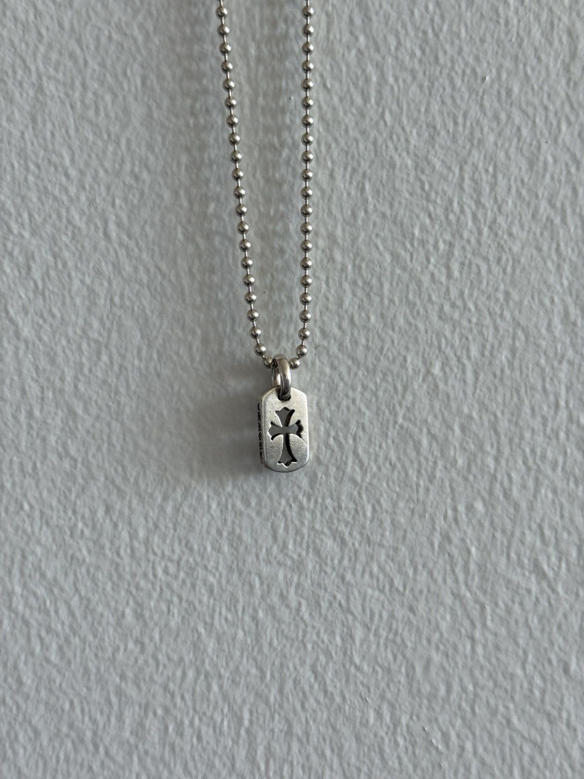 Chrome Hearts Chrome Hearts Tiny Cross Dog Tag Pendant with Ball Chain Size ONE SIZE - 3 Thumbnail