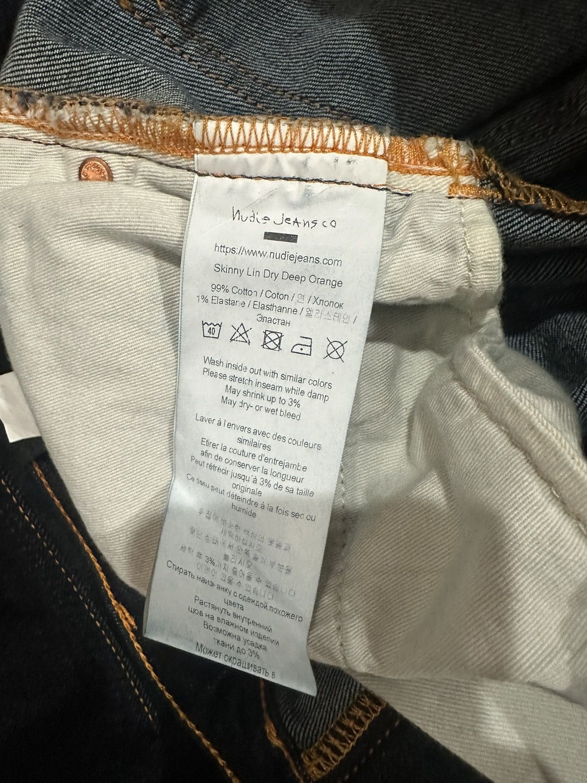 Nudie Jeans Nudie Jeans Co - Skinny Lin Dry Deep Orange NEW WITH TAGS Size US 34 / EU 50 - 7 Thumbnail
