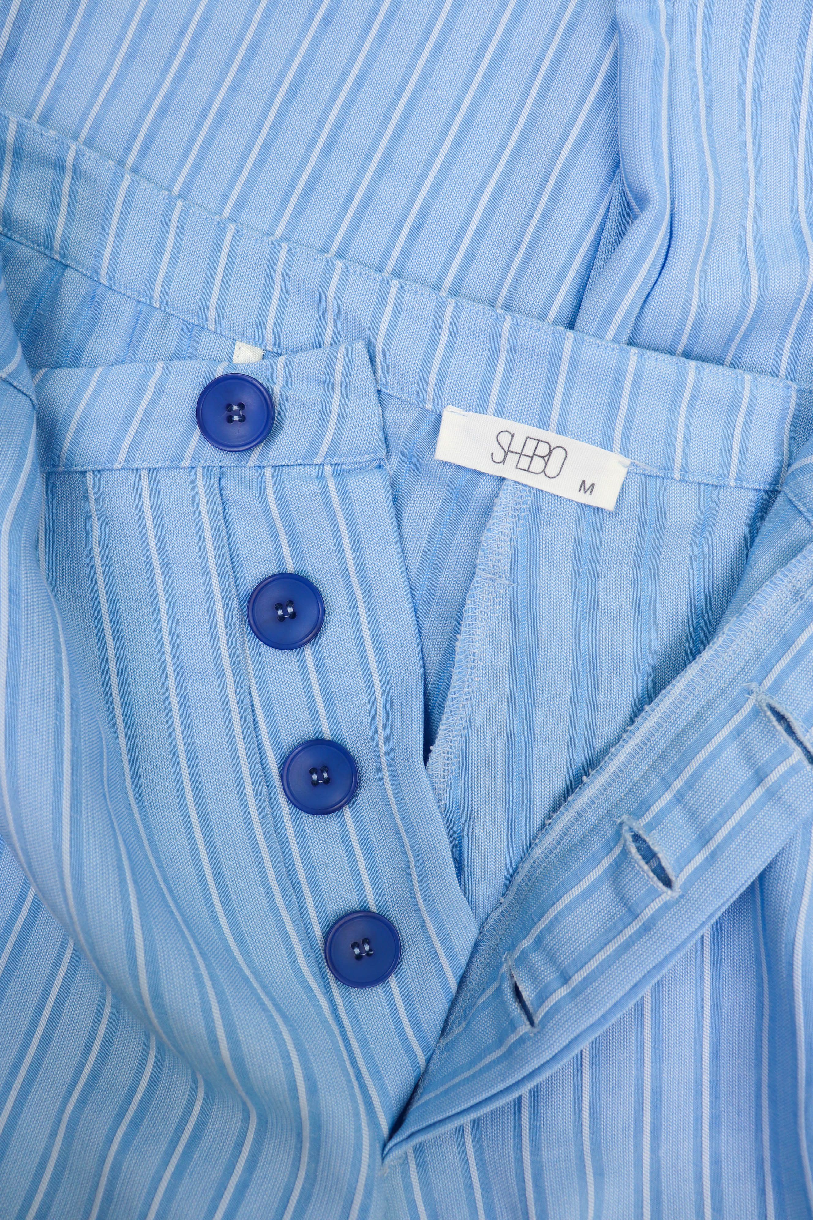 Other SHEBO Pleated Front Striped Blue Cotton/Linen Trousers Pants Size US 32 / EU 48 - 9 Thumbnail