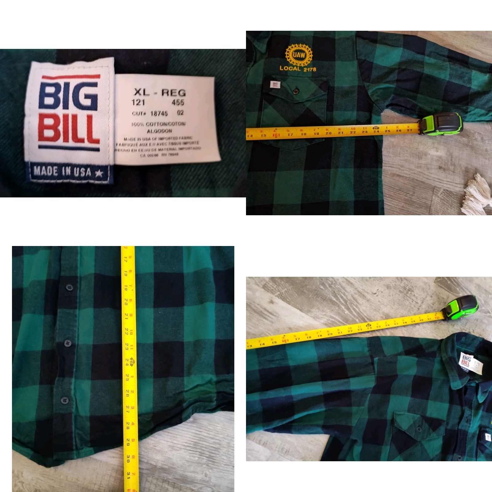 Vintage VINTAGE Big Bill Workwear Shirt Men XL Green Plaid Flannel Heavyweight Western Casual Size US XL / EU 56 / 4 - 8 Thumbnail