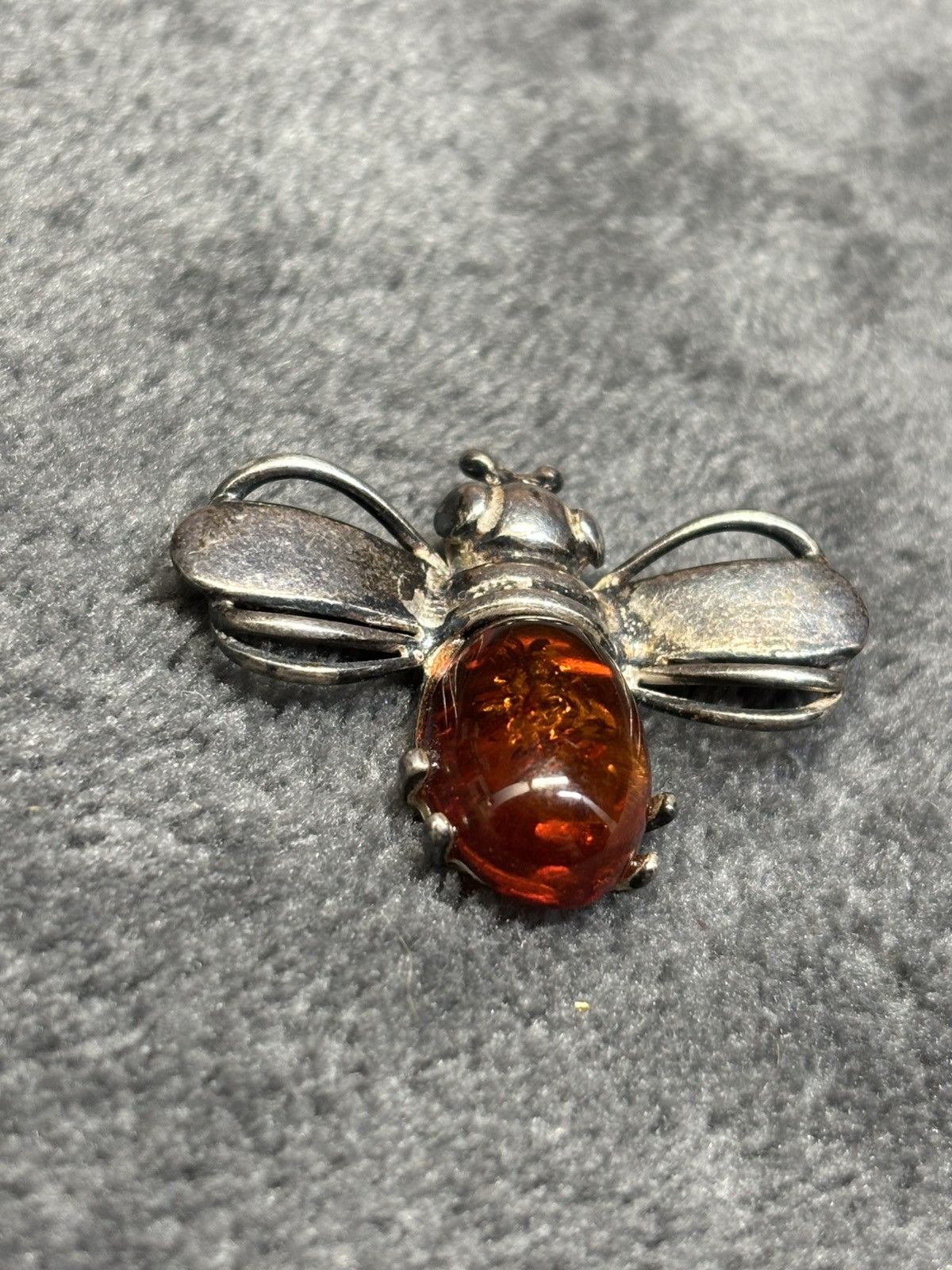 Other Baltic Amber Sterling Silver 925 Brooch Bee Insect Amber Pin Size ONE SIZE - 2 Thumbnail