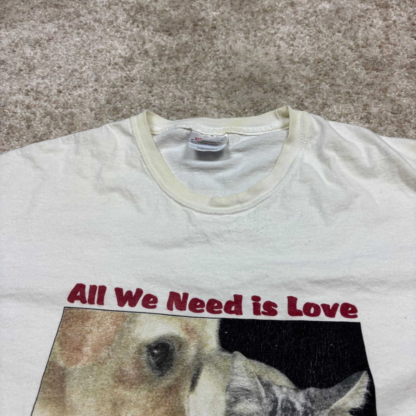 Hanes × Vintage Vintage Y2K SPCA All We Need Is Love Cat Dog Shirt Men's L Size US L / EU 52-54 / 3 - 8 Thumbnail