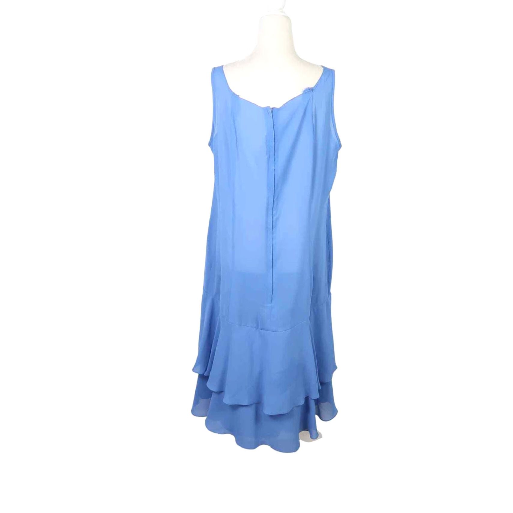 Vintage VINTAGE Miss Elliette MIDI Dress Women 16 Cornflower Blue Sleeveless Zip 80s 70s Party Cocktail Sheer Polyester Size XXL / US 16-18 / IT 52-54 - 4 Thumbnail