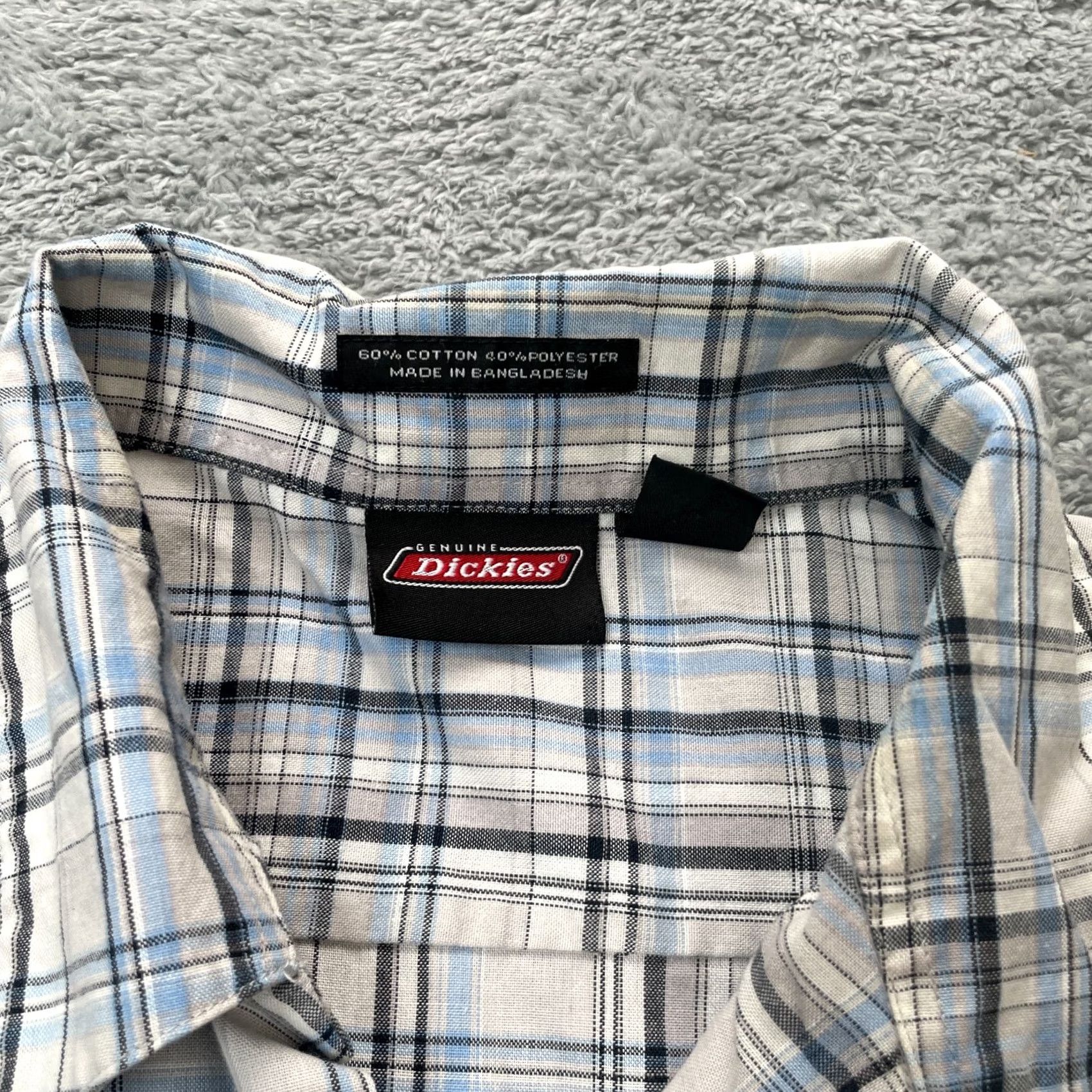 Dickies Dickies Shirt Mens 2XL Gray Plaid Cotton Short Sleeve Button Up Workwear Size US XXL / EU 58 / 5 - 3 Thumbnail