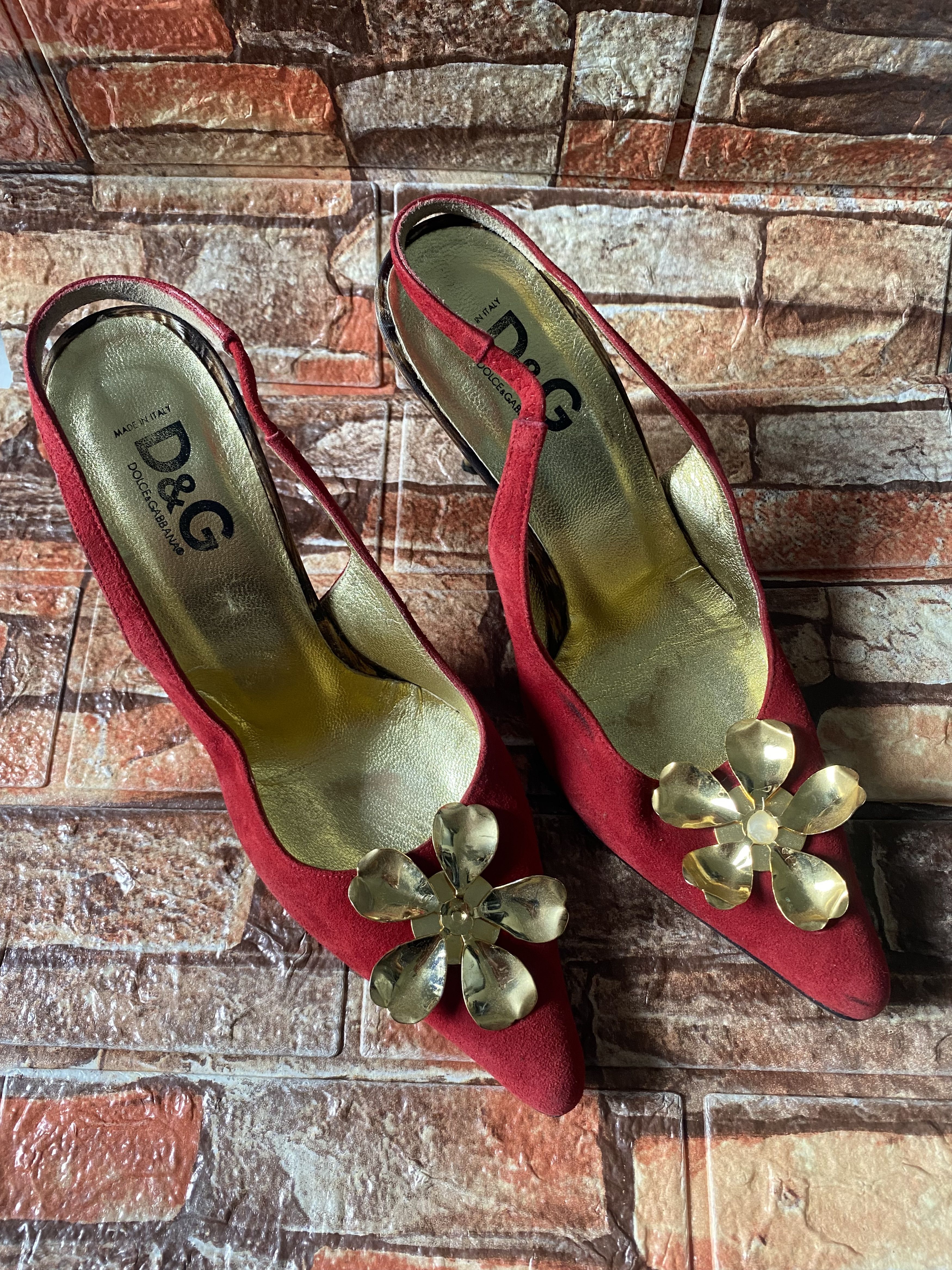 Dolce & Gabbana Dolce Gabbana Gold Flower Heel Size US 6.5 / IT 36.5 - 1 Thumbnail
