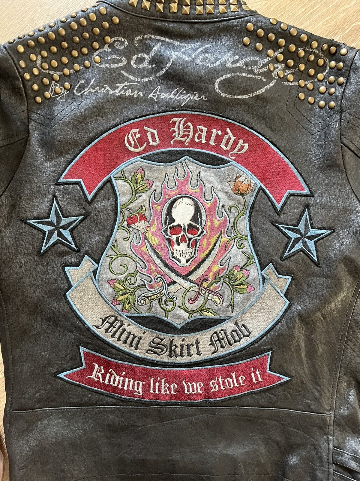 Ed Hardy　ライダース レザージャケット　本革　y2k archive Ed Hardy / エドハーディー ライダース レザージャケット 本革 y2k