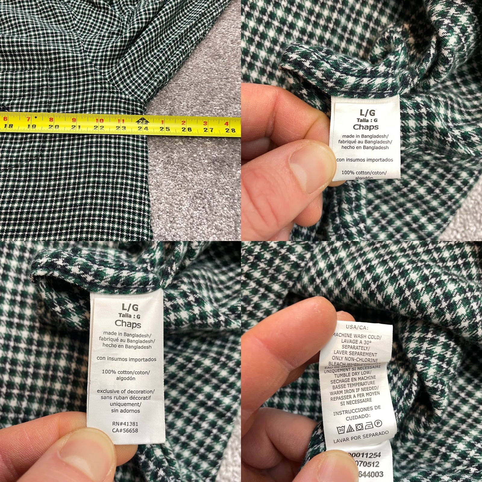 Chaps Chaps Button-Down Shirt Mens L Green Check Flannel Long Sleeve Collared Logo Size US L / EU 52-54 / 3 - 9 Thumbnail