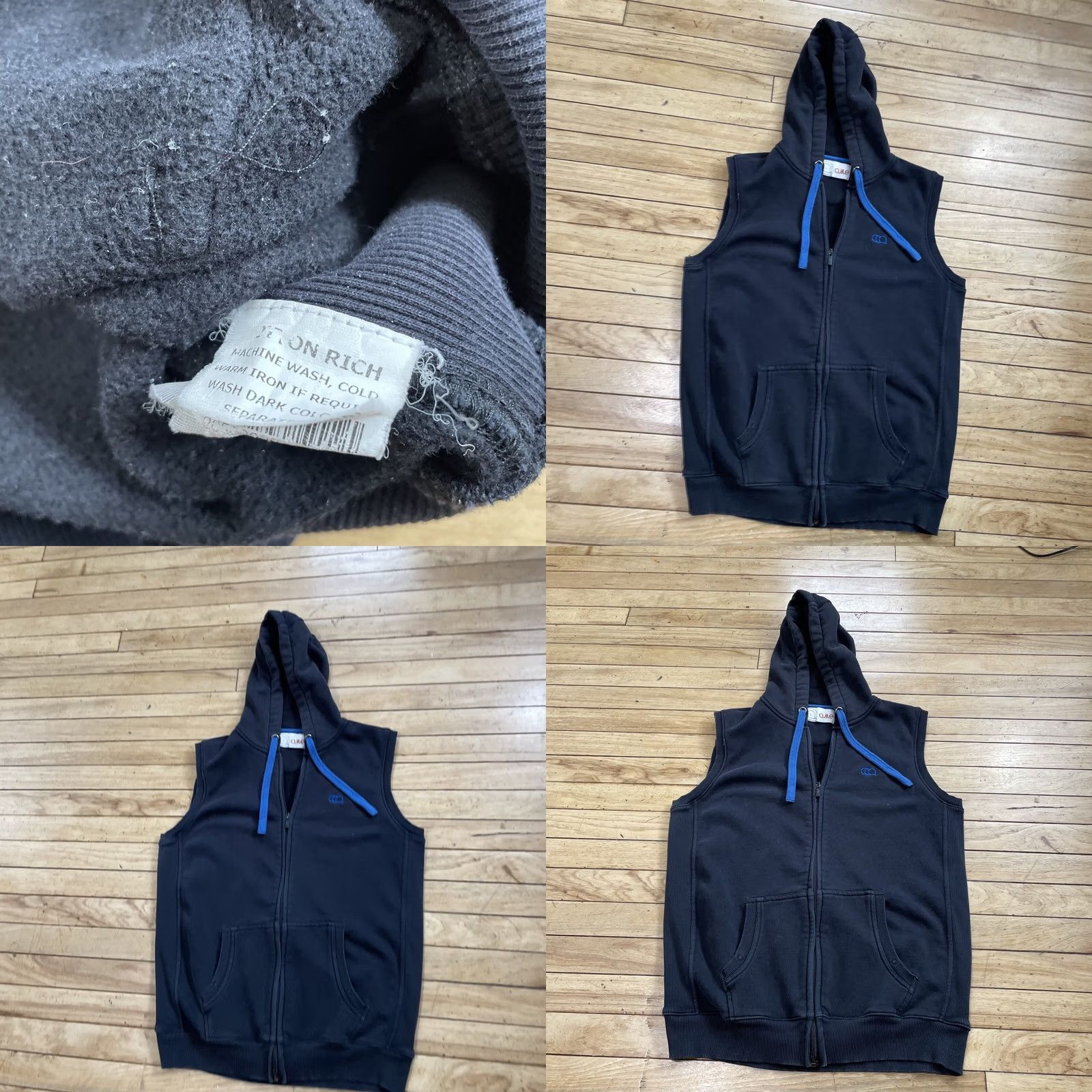 Vintage AJILE Knit Vest Adult L Blue Full Zip Sport Hoodie Drawstring Retro Active L 38" Size US L / EU 52-54 / 3 - 10 Thumbnail