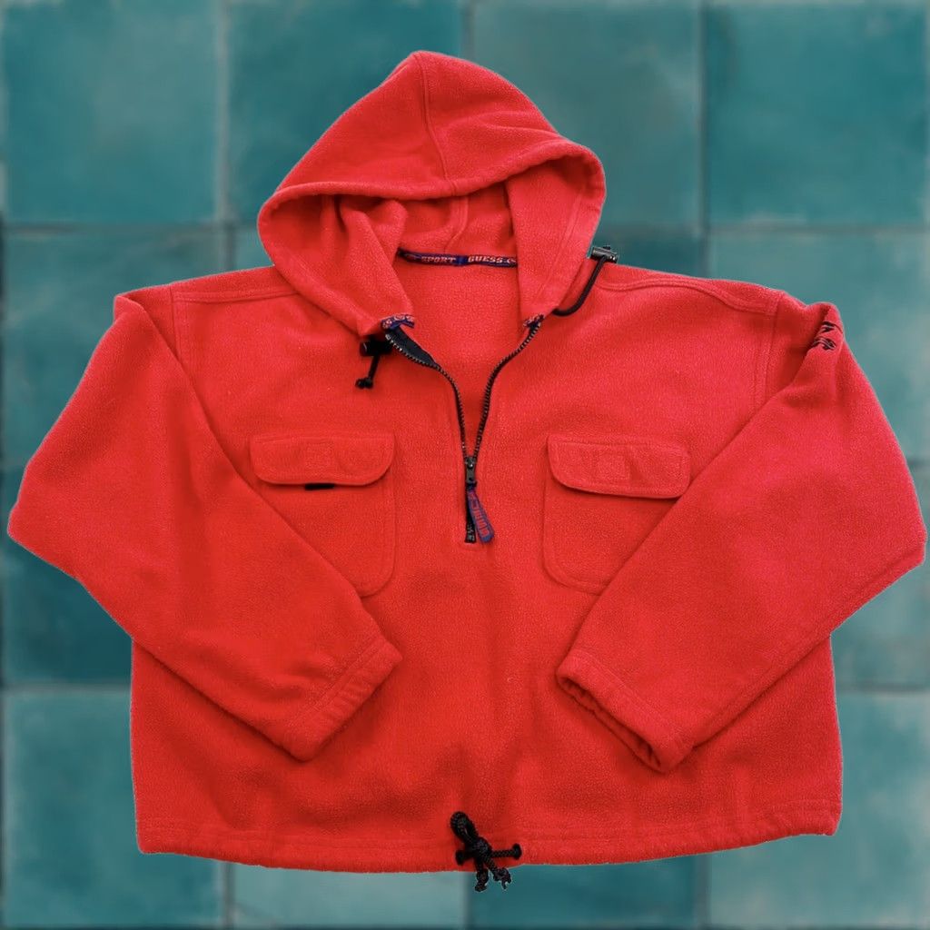 Guess VINTAGE GUESS Hoodie Womens L Red Sport Fleece Zip Size L / US 10 / IT 46 - 1 Thumbnail