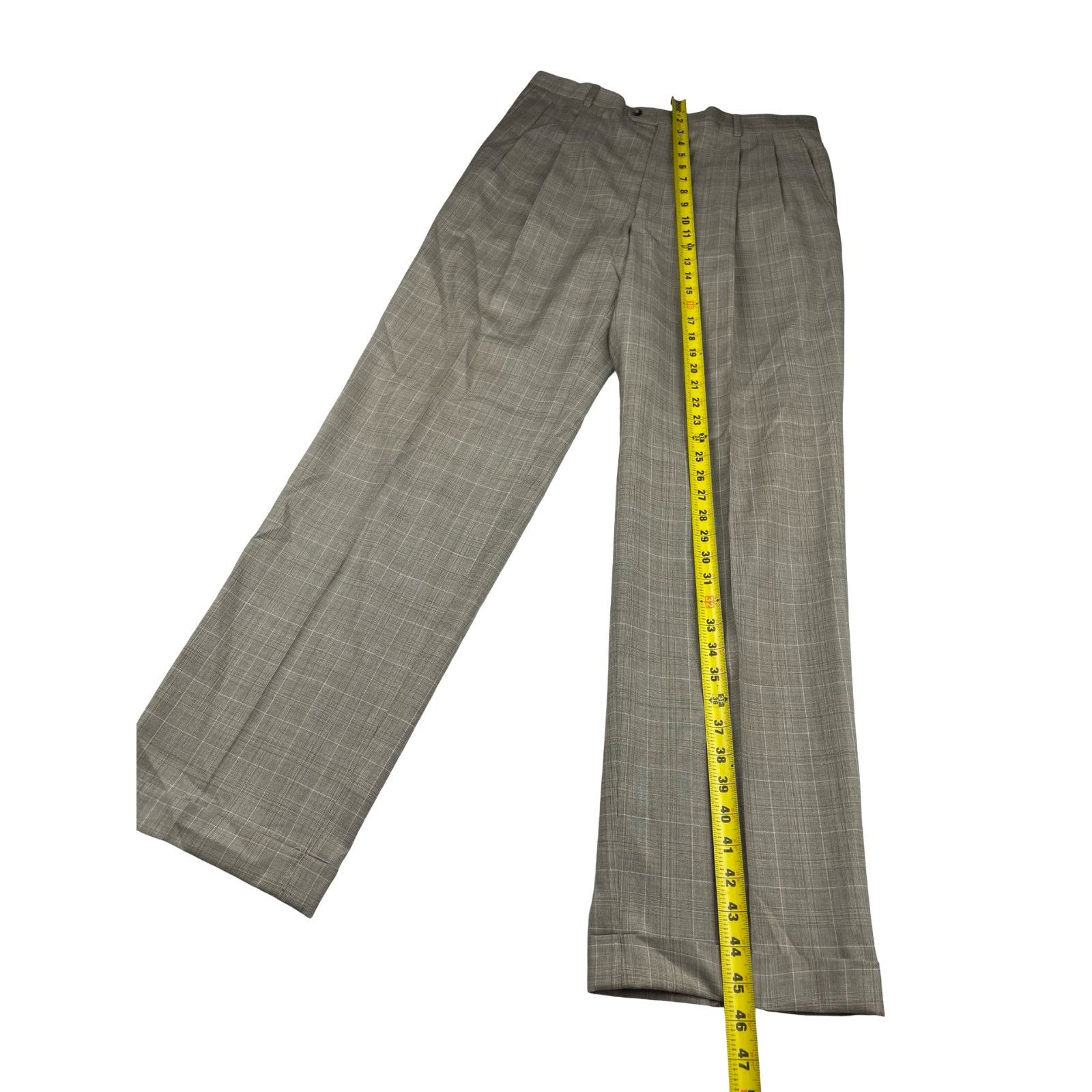 Hickey Freeman Hickey Freeman Men’s 100% Wool 2-Button Suit Beige/Brown Pla Size 40R - 14 Thumbnail