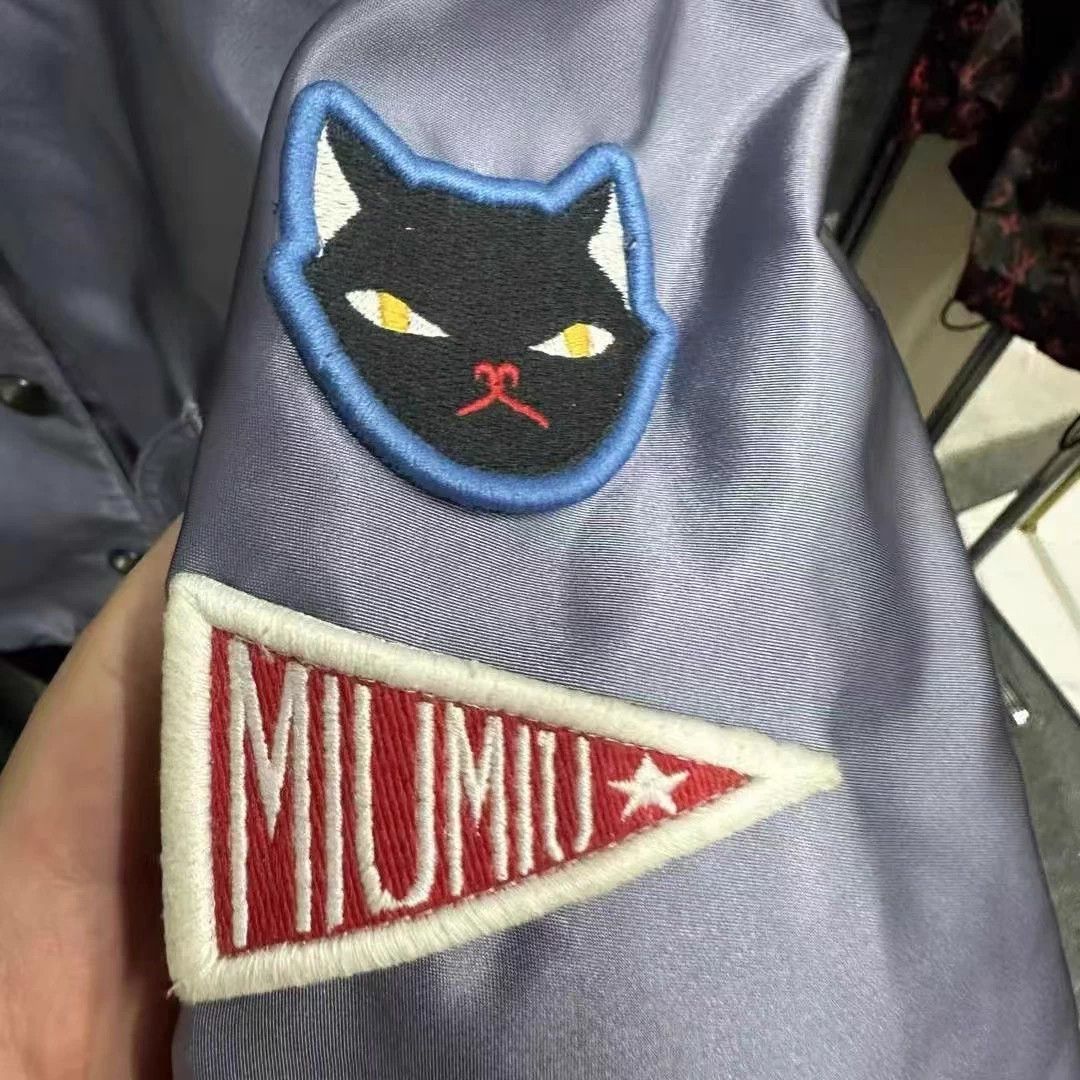 Miu Miu Women's Miu Miu Cat Arm Logo Baseball Jacket 38 Size XS / US 0-2 / IT 36-38 - 3 Thumbnail