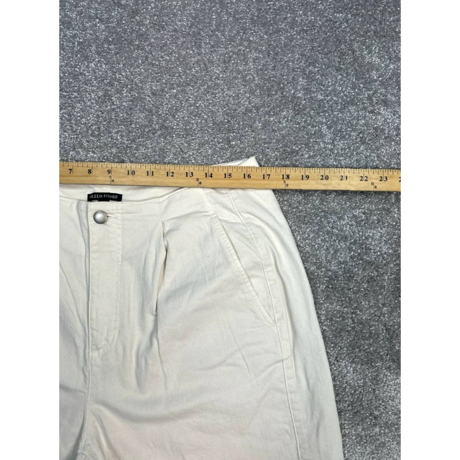 Eileen Fisher Eileen Fisher High Rise Tapered Ankle Pants Womens 14 White Cotton Denim Casual Size 36" / US 14 / IT 50 - 3 Thumbnail