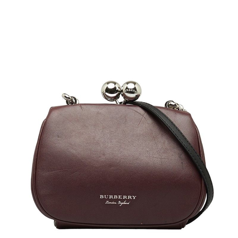 image of Burberry Leather Frame Bag in Rose Gold, Women's