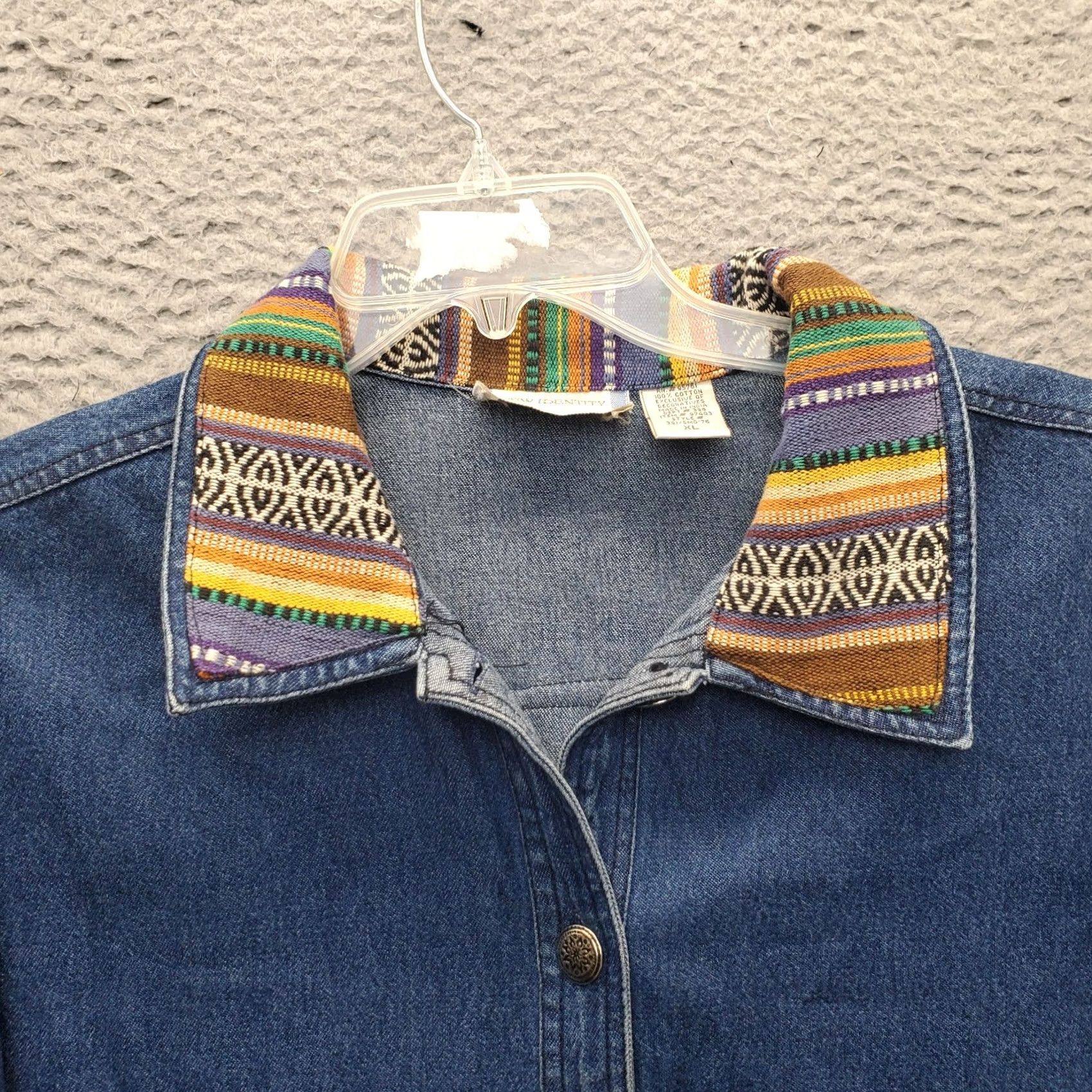 Denime New Identity Jacket Womens XL Blue Denim Embroidered Southwest Boho Button Front Size XL / US 12-14 / IT 48-50 - 5 Thumbnail