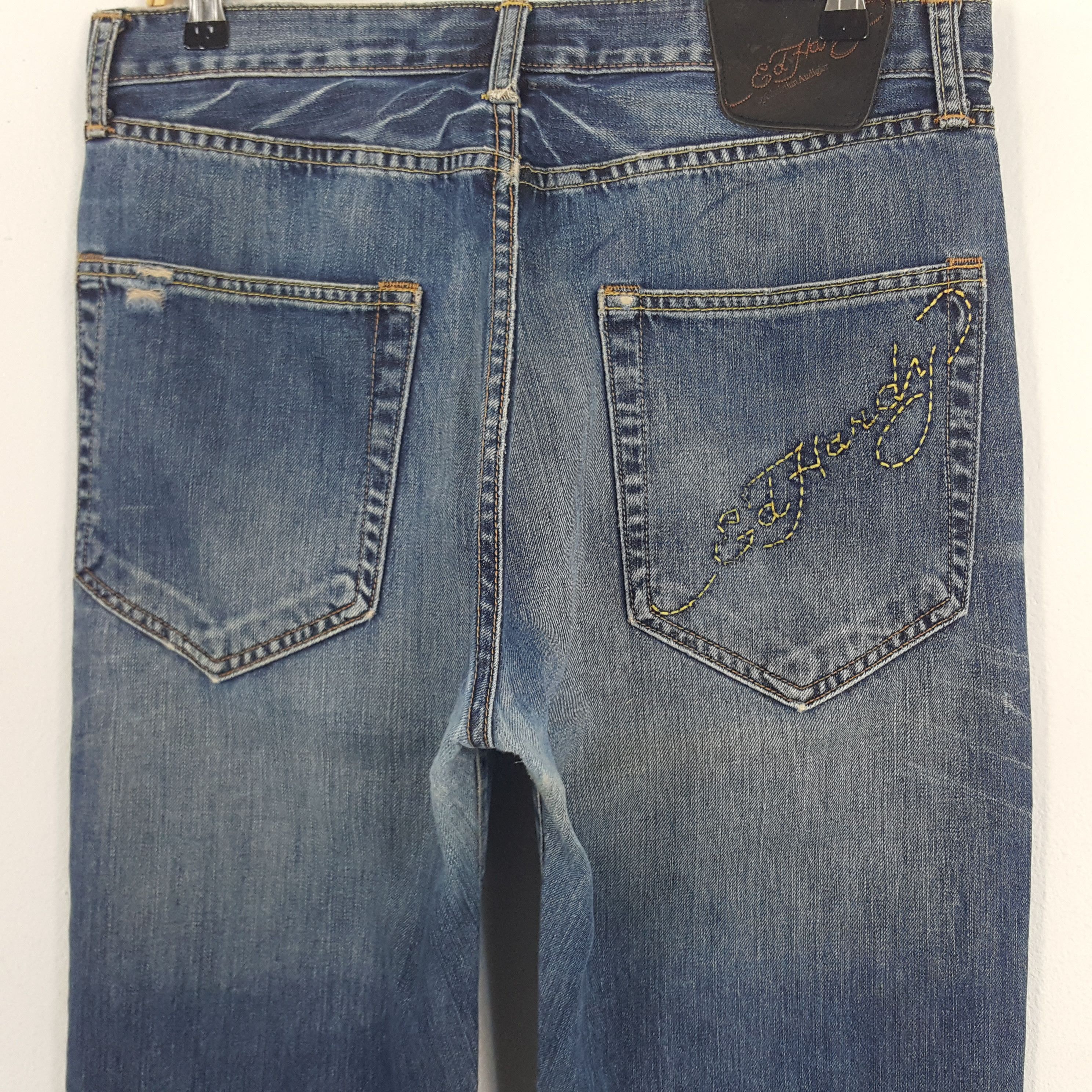 Ed Hardy × Vintage Vintage Ed Hardy Art Custom Rare Logo Denim Jeans Size US 33 - 5 Thumbnail