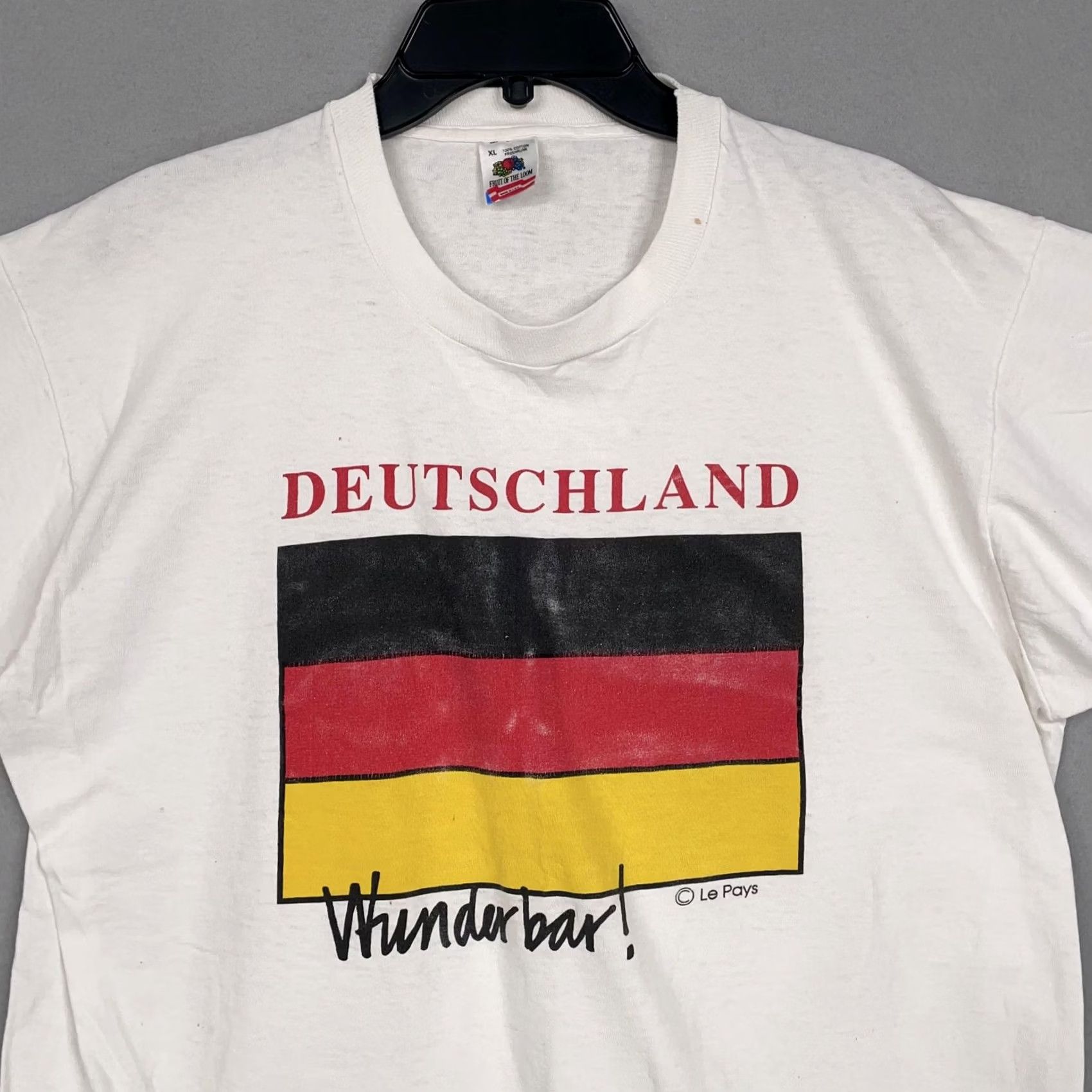 Fruit Of The Loom VINTAGE Deutschland Shirt Mens XL White Germany Flag Wunderbar Fruit of the Loom T-Shirt Size US XL / EU 56 / 4 - 2 Thumbnail