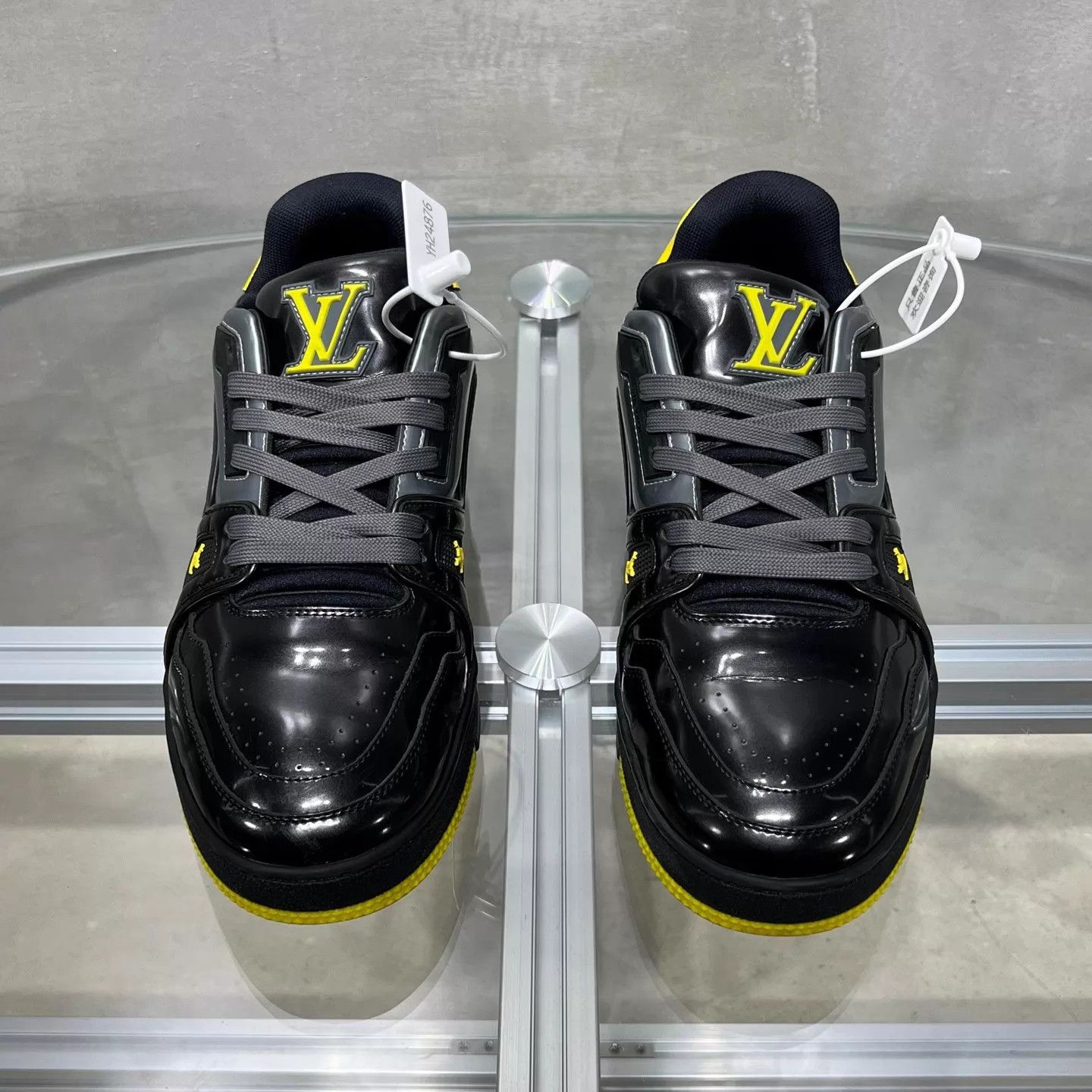 Louis Vuitton LV Trainer Black Yellow Patent Leather Batman UK6/40 Size US 7 / EU 40 - 1 Thumbnail