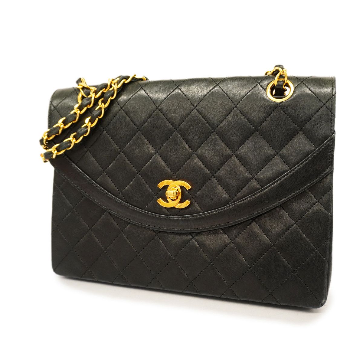 image of Chanel Shoulder Bag Matelasse W Chain Lambskin Black, Women's