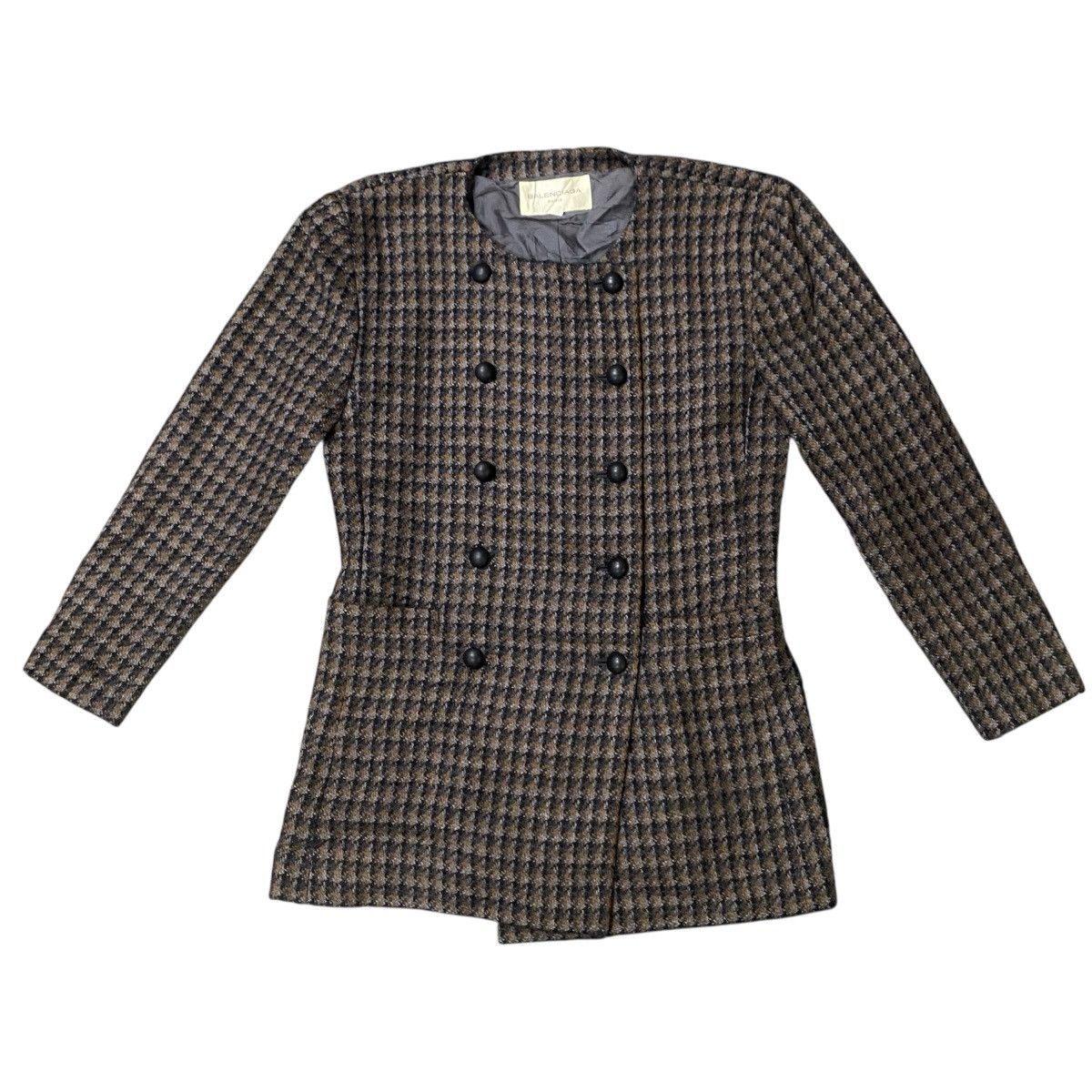 Balenciaga Balenciaga Houndstooth Double Breasted Wool Jacket Size S / US 4 / IT 40 - 2 Thumbnail