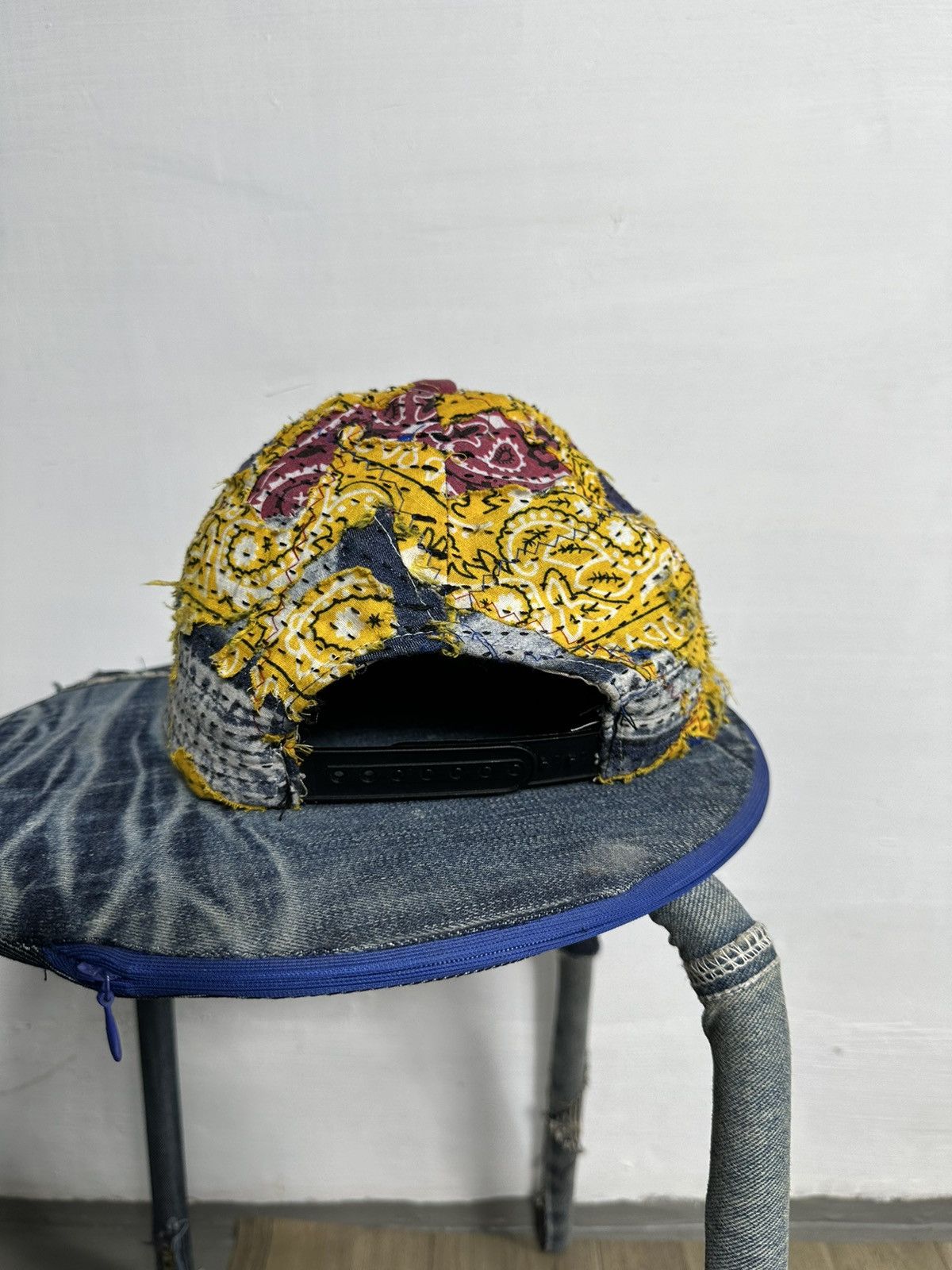 Art Comes First Custom Made Distressed Paisley Patchwork Boro hats Size ONE SIZE - 4 Thumbnail