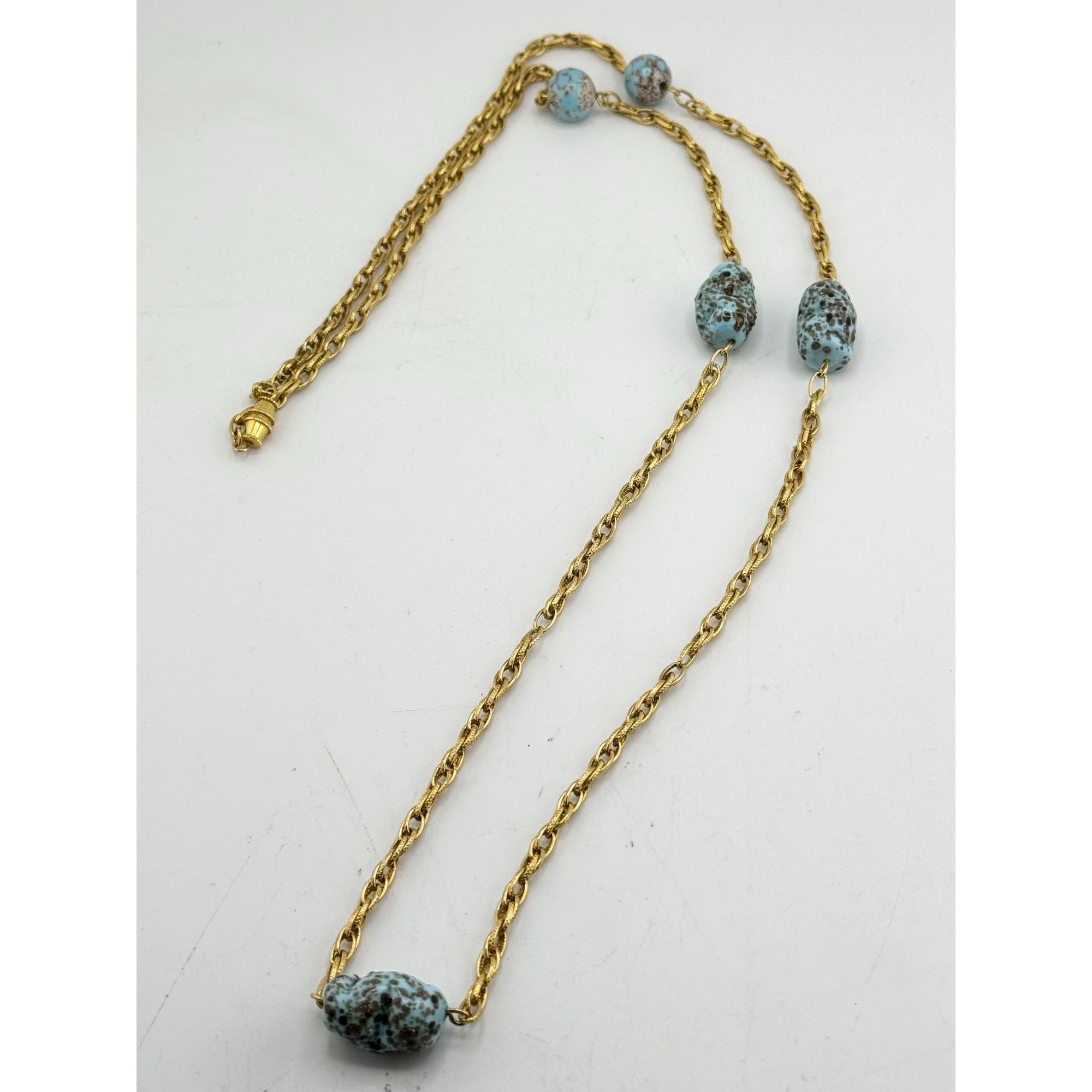 Vintage Vintage blue art glass beaded chain necklace Size ONE SIZE - 3 Thumbnail