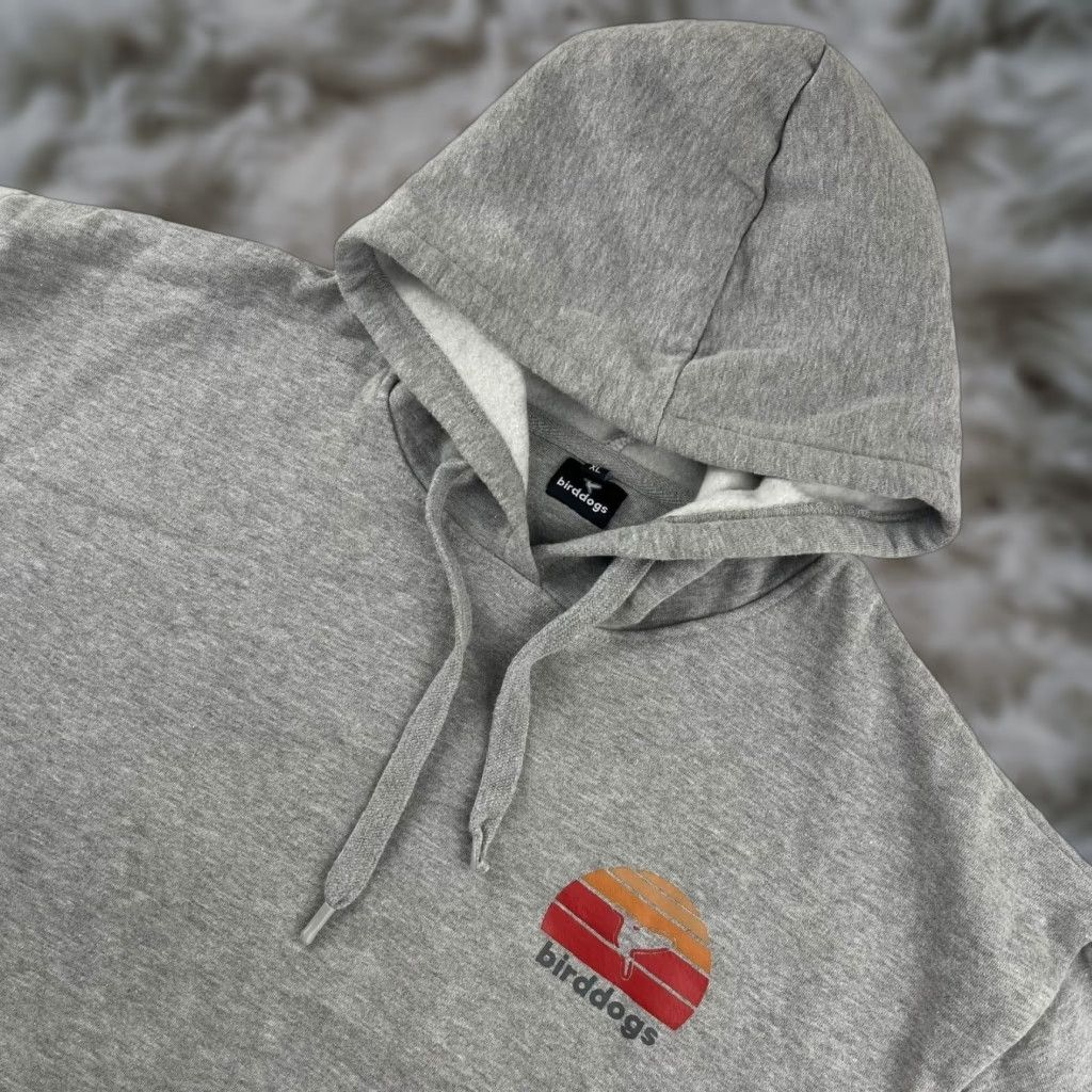 BirdDogs Men's Hoodie Sweatshirt XL Gray Cotton Polyester Pullover Hooded