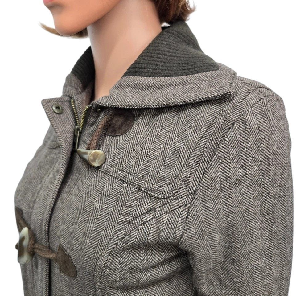 American Eagle Outfitters American Eagle Bomber Jacket Zip Toggle Herringbone Wool ble Size S / US 4 / IT 40 - 9 Thumbnail