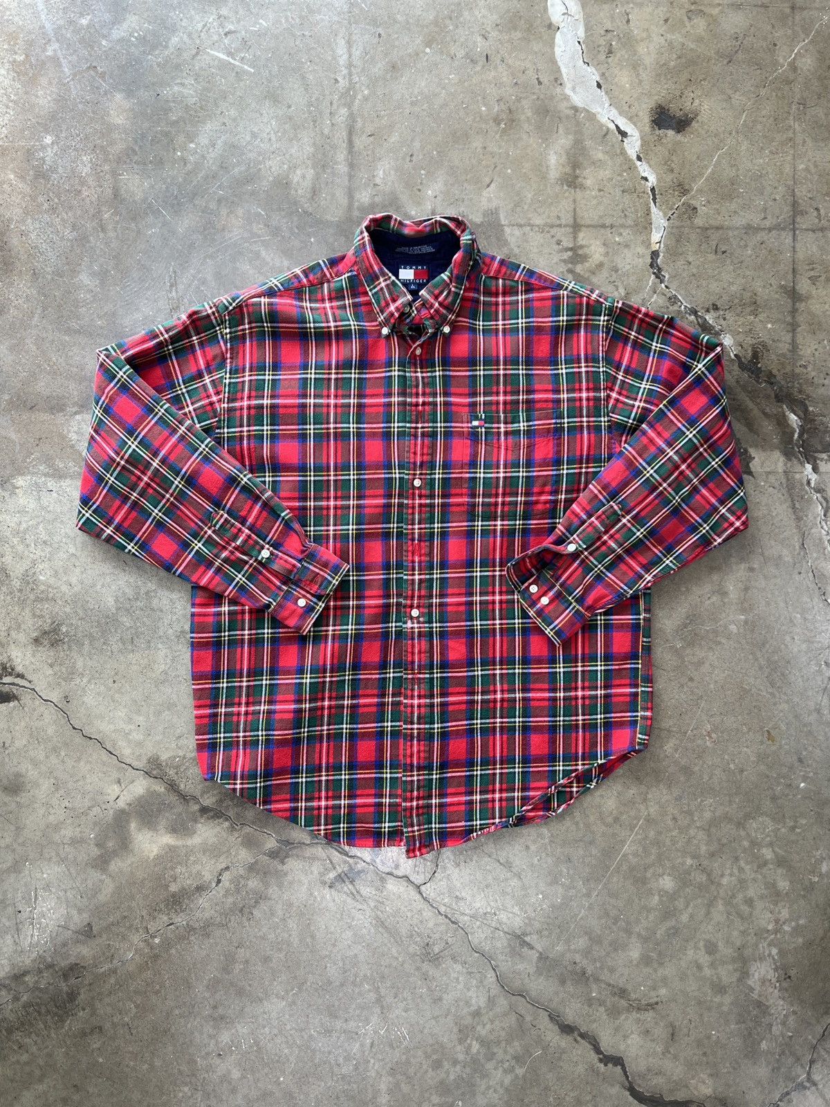 Tommy Hilfiger × Vintage Vintage 90s Tommy Hilfiger Plaid Flannel Long Sleeve Large Size US L / EU 52-54 / 3 - 2 Thumbnail