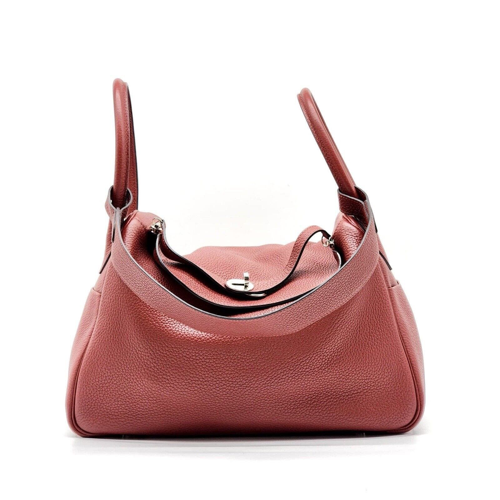 image of Hermes Lindy 2-Way Bag Clemence Red Taurillon Leather 34, Women's