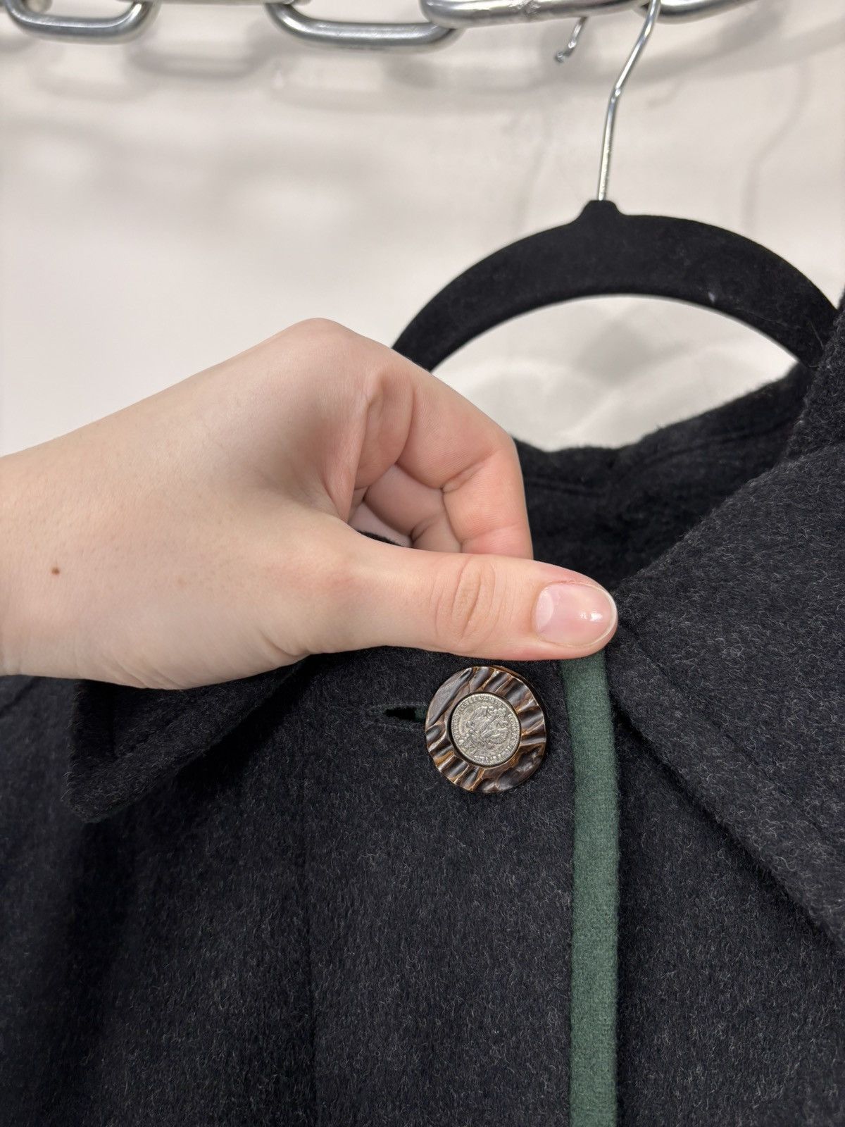 Other Vintage Lodenfrey Women’s Charcoal Grey Black Wool Coat Size L / US 10 / IT 46 - 8 Thumbnail