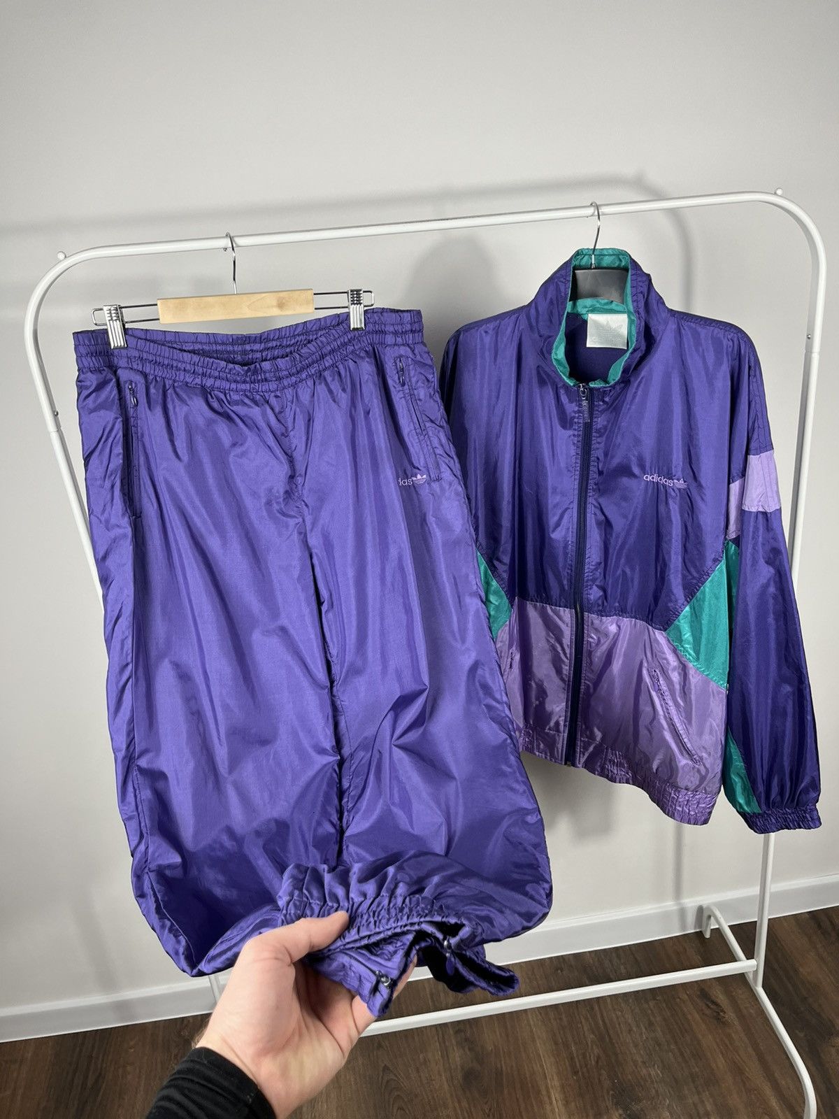 Adidas Vintage Adidas Purple Track Suit Windbreaker Jacket Pants Size US XL / EU 56 / 4 - 10 Thumbnail