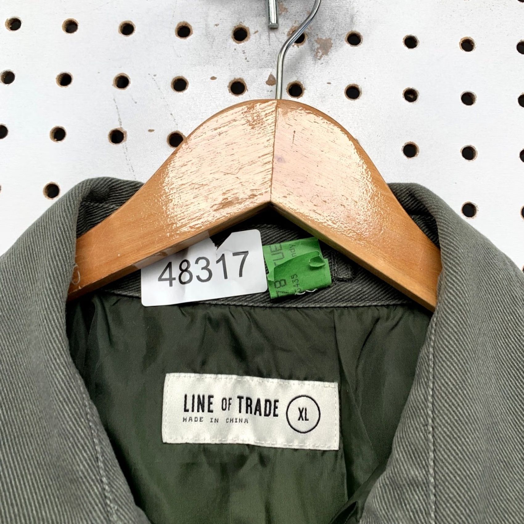 Olive Line of Trade Button Shirt Jacket Mens XL Olive Green Lined Twill Jacket Size US XL / EU 56 / 4 - 2 Thumbnail