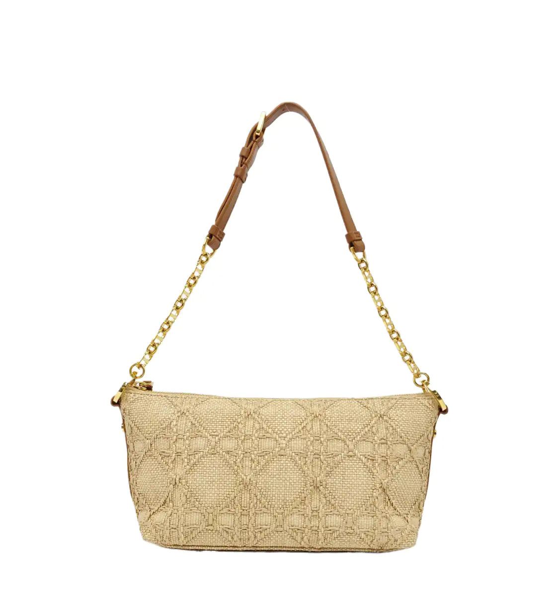 Dior DIOR Diorstar Hobo yellow special Material rattan plaid woven handbag gold hardw Size ONE SIZE - 1 Thumbnail