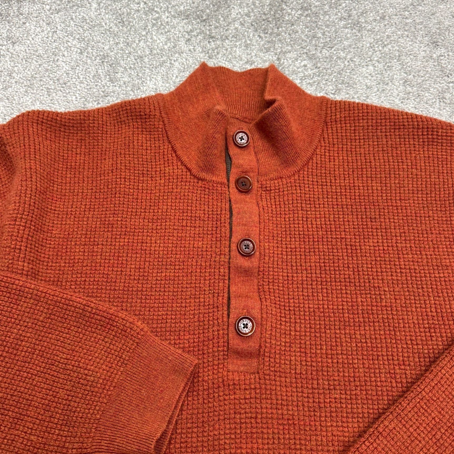 Orvis VINTAGE Orvis Wool Waffle Knit Henley Sweater Men's 2XL Fall Winter Brown Classic Outdoor Size US XXL / EU 58 / 5 - 3 Thumbnail