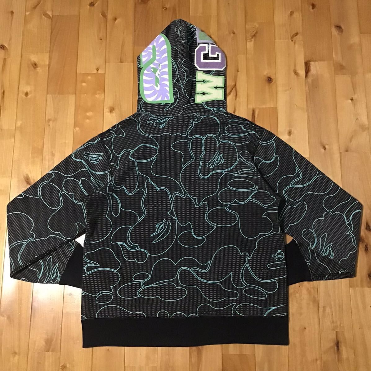 Bape 💫Glow in the Dark💫 BAPE TEXT CODE CAMO Shark full zip hoodie Size US XL / EU 56 / 4 - 3 Thumbnail