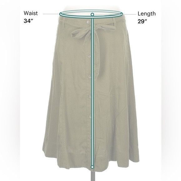Talbots Talbots Classic Button Front Neutral Olive Green A Line Knee Size 30" / US 8 / IT 44 - 3 Thumbnail