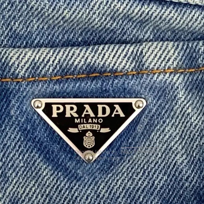 Prada Prada Blue washed cotton triangle casual denim shorts Size 30" / US 8 / IT 44 - 6 Thumbnail