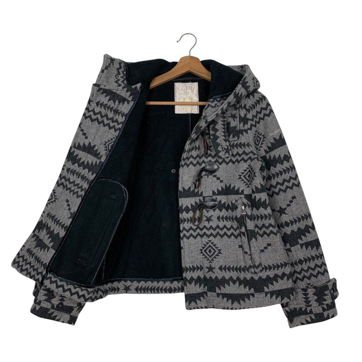 X-Girl X GIRL Black And Grey Aztec Design Duffle Coat #2695-C121 Size S / US 4 / IT 40 - 10 Thumbnail