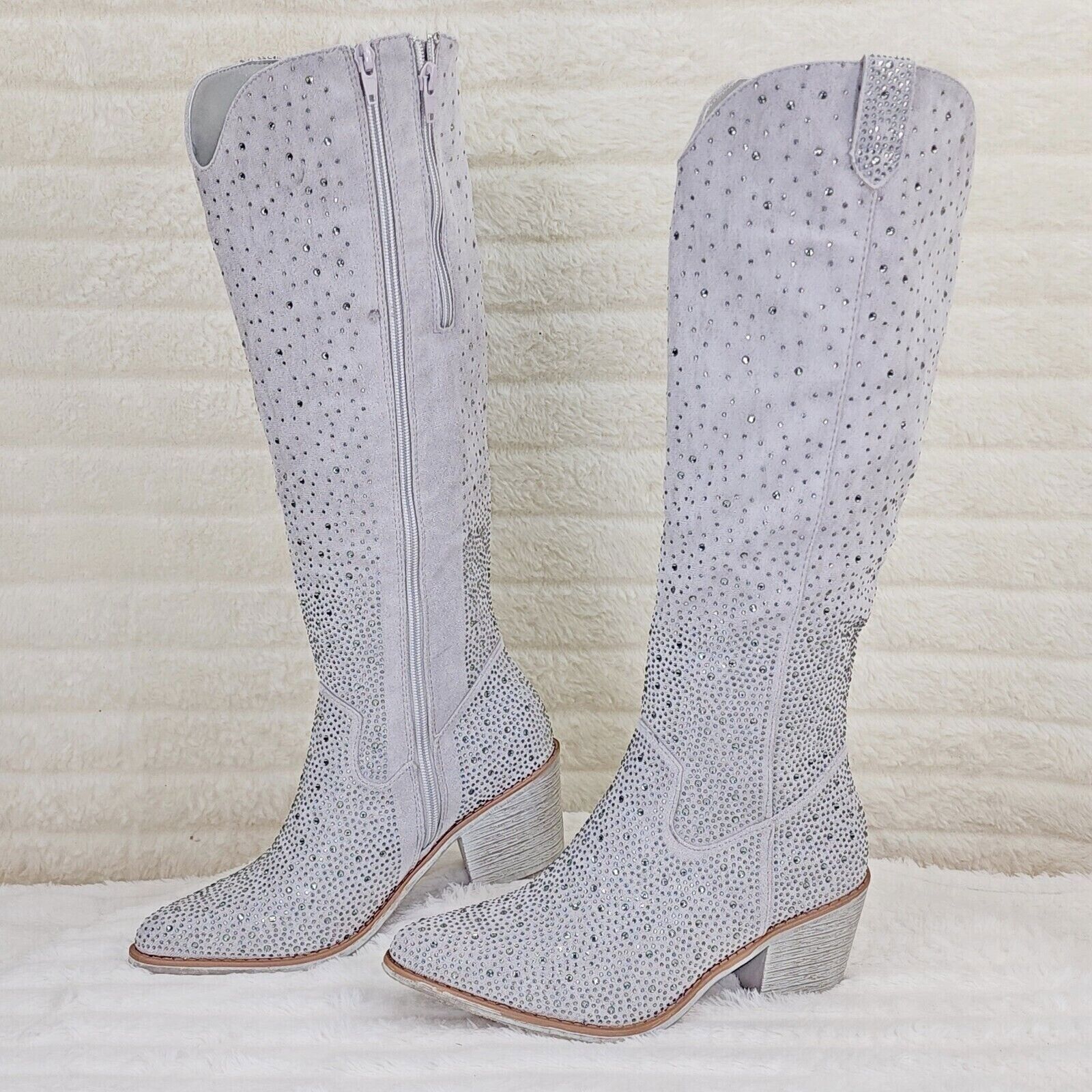 Other Wild Ones Glamour Cowboy Rhinestone Cowgirl Boots Tuck Zippe Size US 8.5 / IT 38.5 - 4 Thumbnail