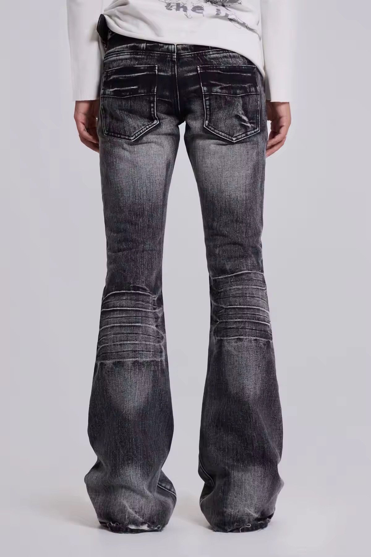 Japanese Brand Y2K Mid Black Flared Bootcut Jean Unisex Size US 33 - 3 Thumbnail